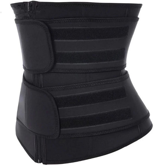 Generic Waist Training Corset Double Strap and Zip Waist Shaper Black Waist Trainer - M Fitness Accessory Kit Kit