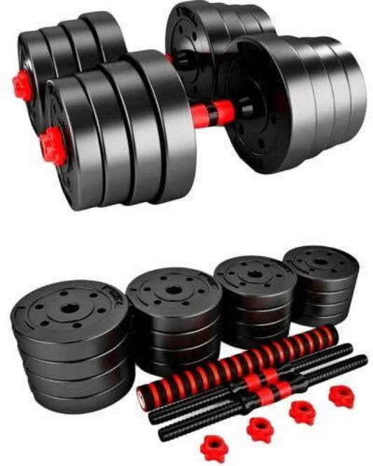 PHRM 30 kg Adjustable Barbell and Dumbbell Weight Set Home Gym Combo